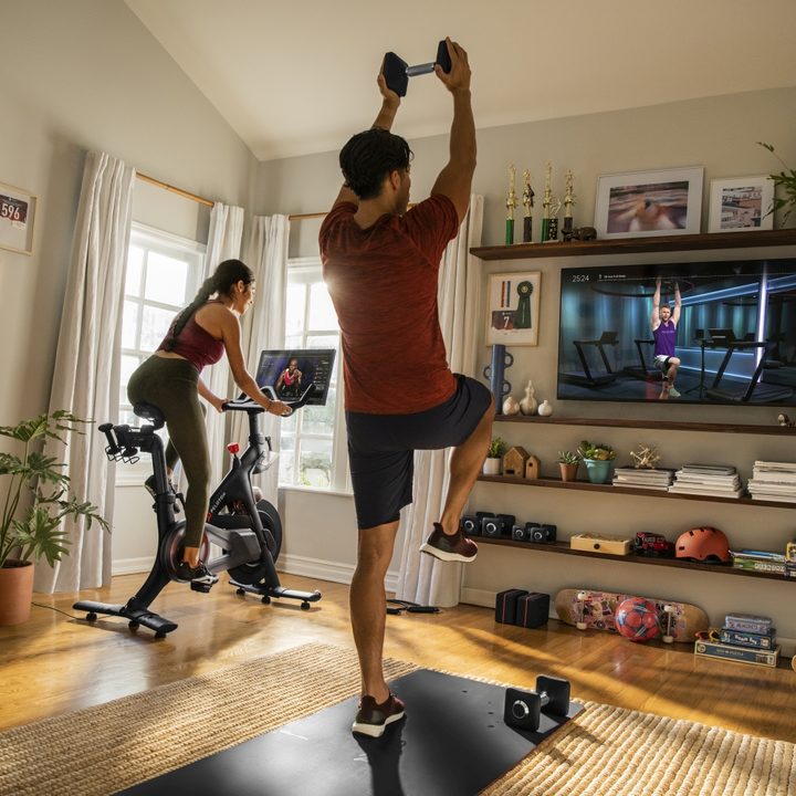 Working out with the Peloton Bike.