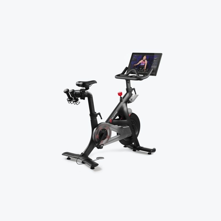 Peloton Bike against white background.