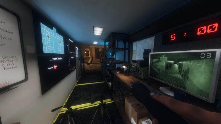 Phasmophobia player inside the truck.