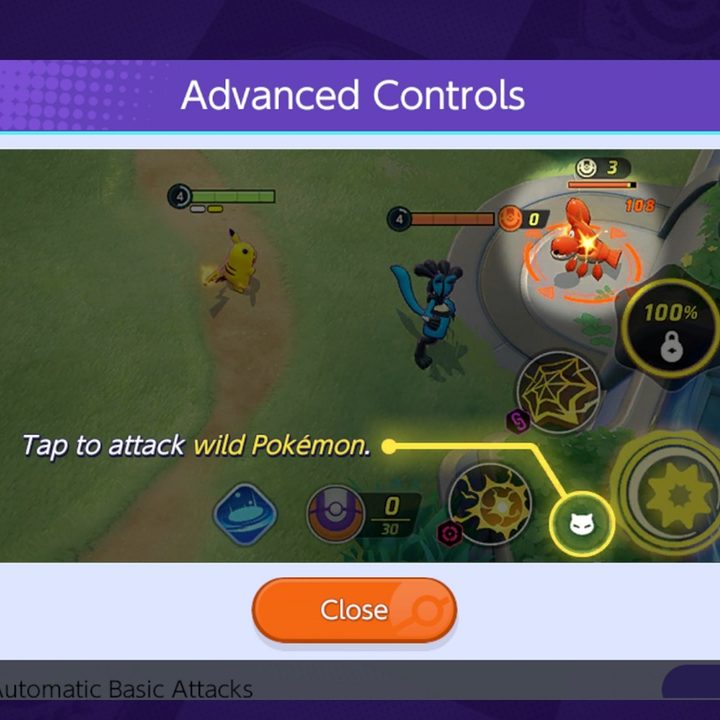 Changing to Advanced Controls in Pokémon Unite.