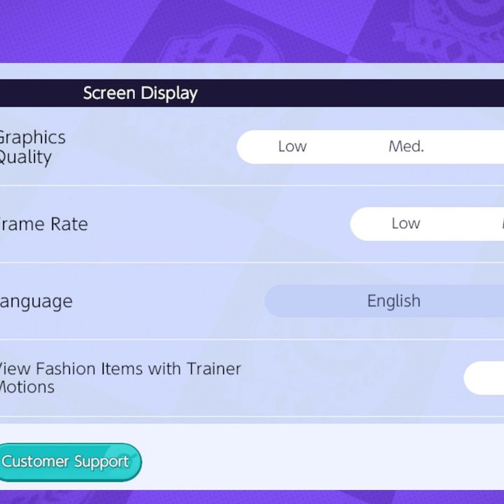 Adjusting graphic settings in Pokémon Unite.