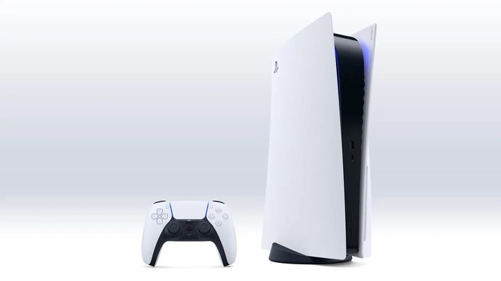 PlayStation 5 with its controller.