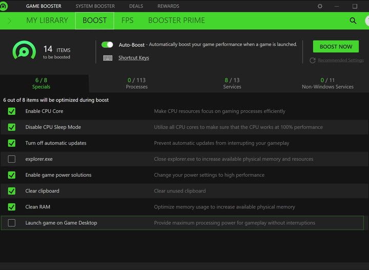 Razer Game Booster software.