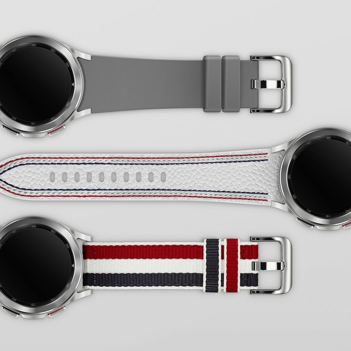 Straps with the Samsung Galaxy Watch 4 Classic Thom Browne Edition.