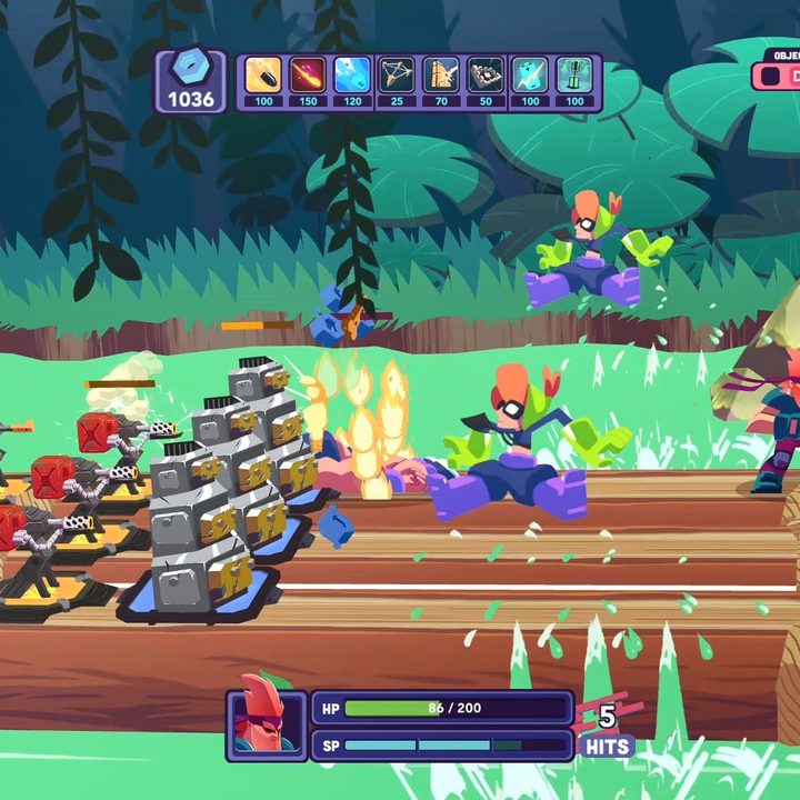 A bunch of turrets fire at enemies in The Last Friend.