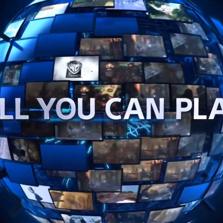 A globe of screens behind the words All You Can Play.