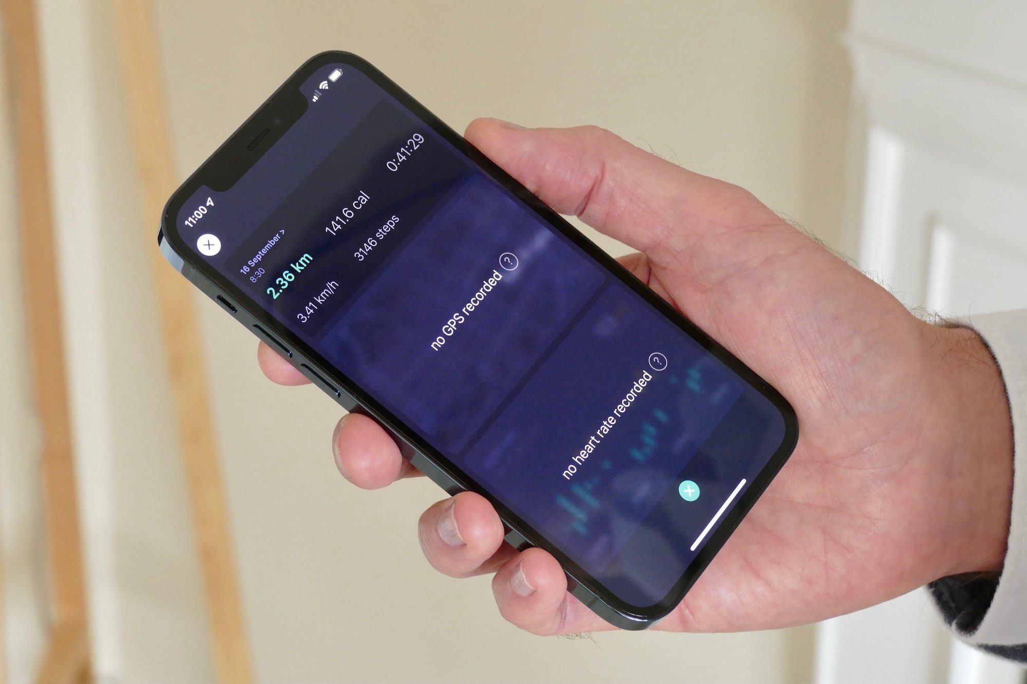 Sequent SuperCharger watch app showing workout data.