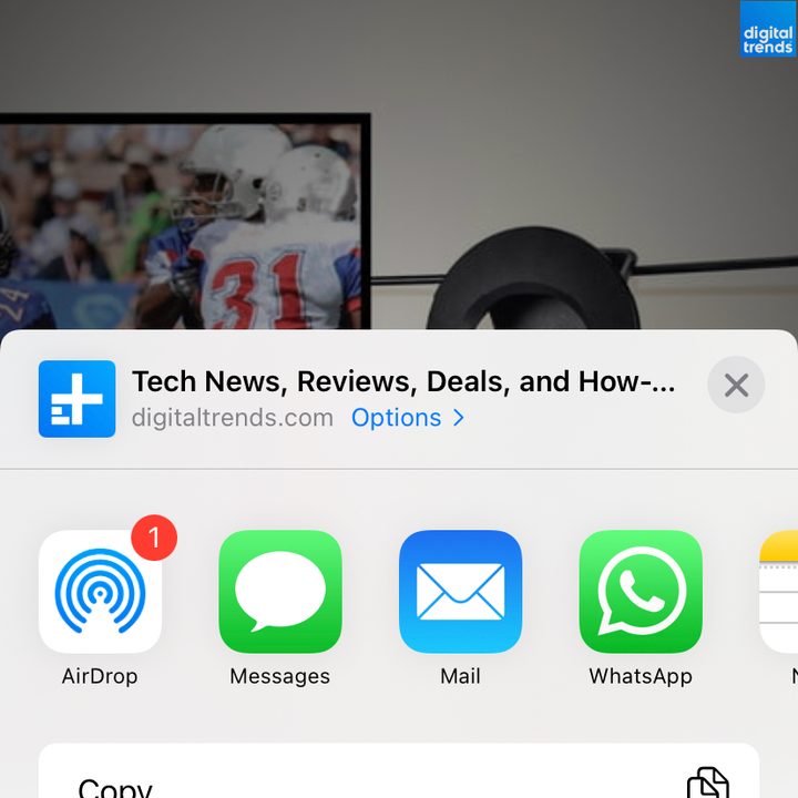 Sharing a website with Shared with You via Messages on iOS 15.