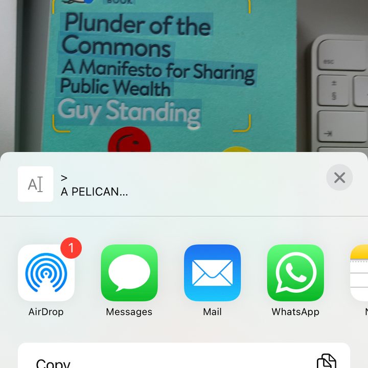 Sharing Live Text via Camera.