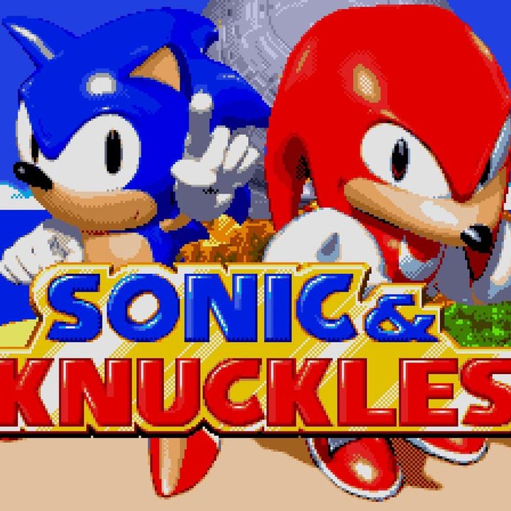 Sonic and Knuckles standing in front of the Sonic & Knuckles logo.