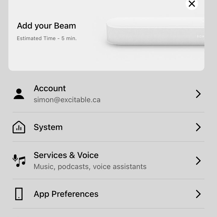 Sonos app screenshot.