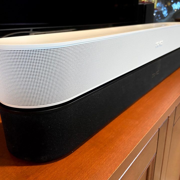 Sonos Beam Gen 1 and Gen 2, stacked vertically.