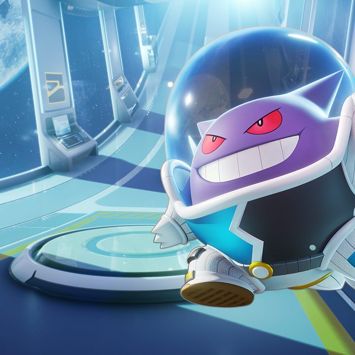 Gengar wears a space-themed suit for Unite's mobile launch.