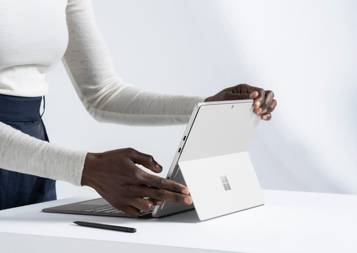 The Surface Pro 8 open up.