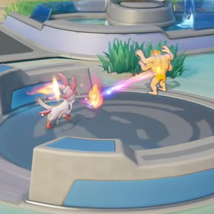 Sylveon attacking in Pokemon Unite.