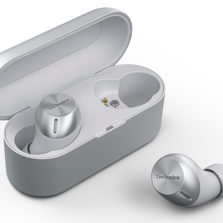 Technics EAH-AZ40 true wireless earbuds in silver.