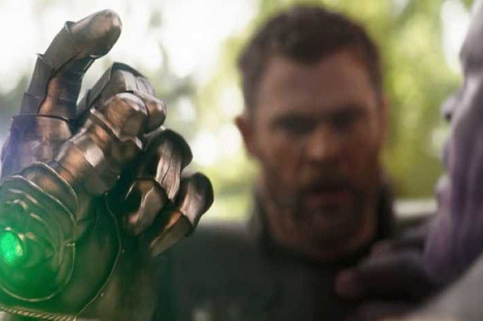 Thanos about to snap in Avengers: Infinity War.