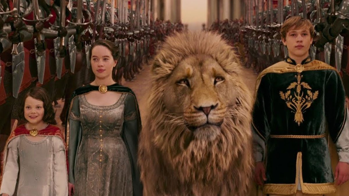 The cast of The Chronicles of Narnia: The Lion the Witch, and the Wardrobe.