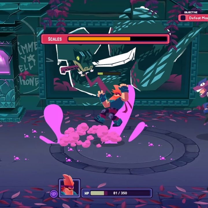 A boss fight versus some sort of lizard man in The Last Friend.