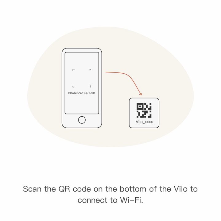 QR code on the bottom of Vilo to add the unit to your home mesh setup.