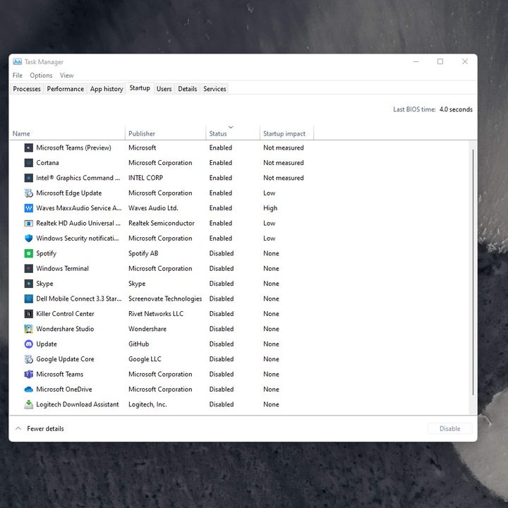 The Task Manager in Windows 11.