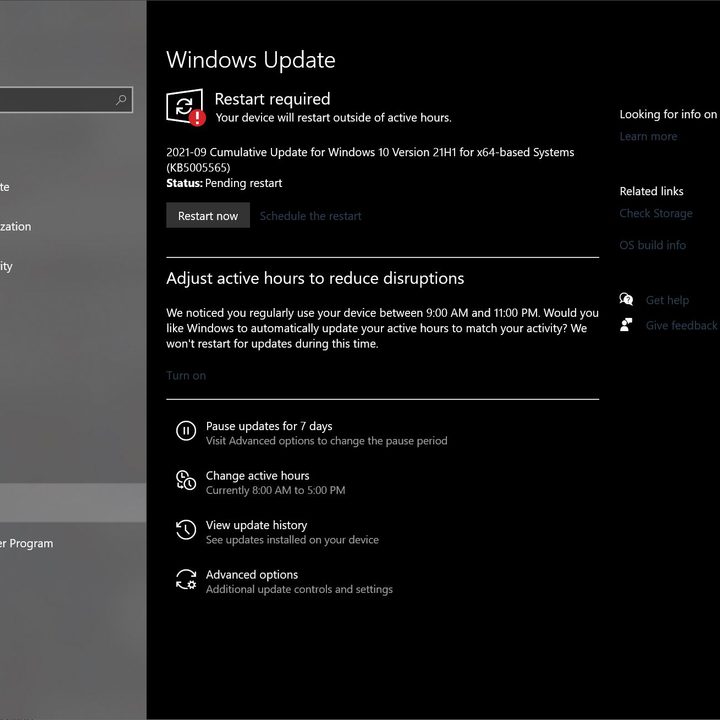 Windows Update restarted required.