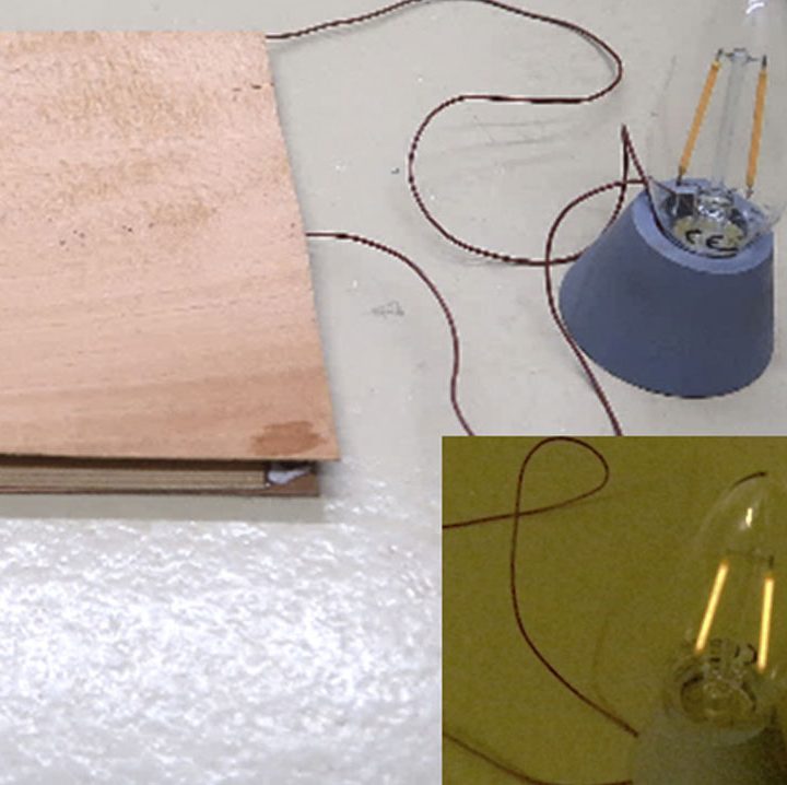 Power being generated by special wood floor panel.