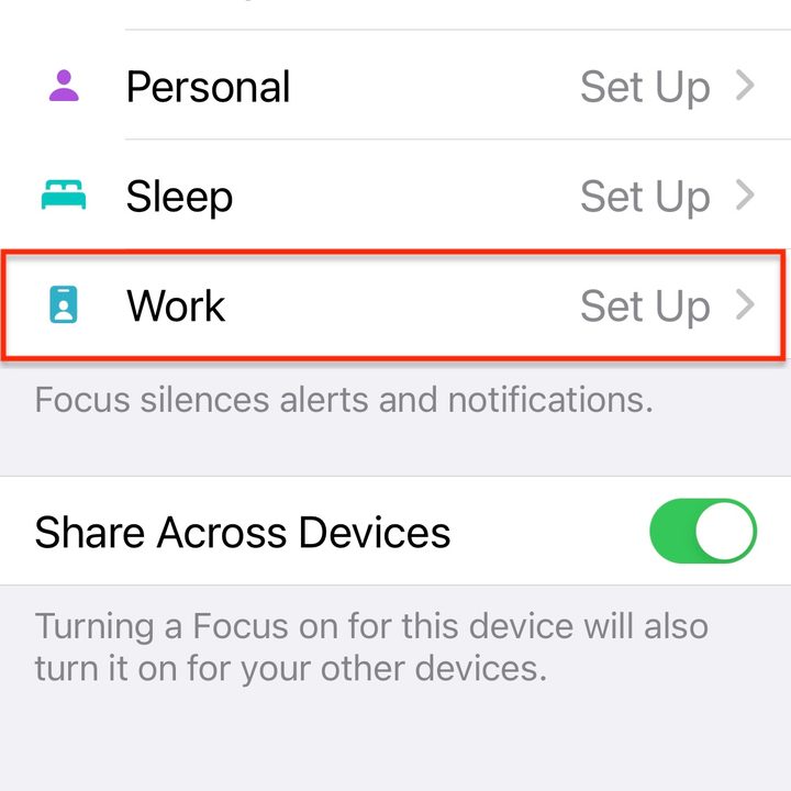 set up a new Focus mode for Work.