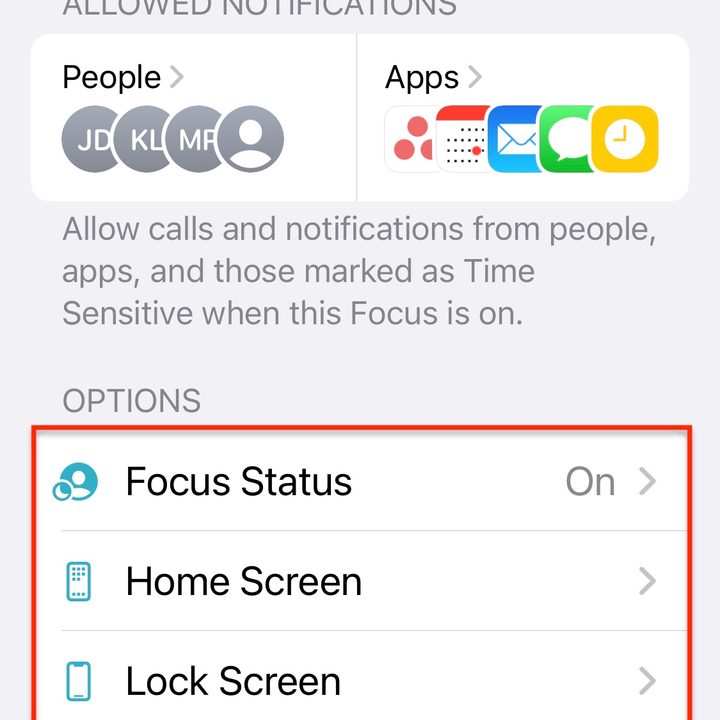set up a new Focus mode extra options.