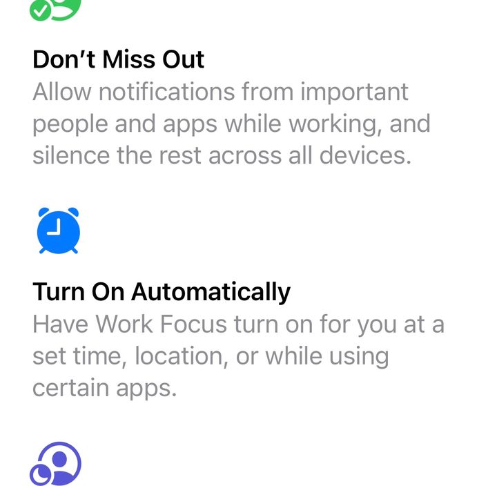 set up a new Focus mode choices.