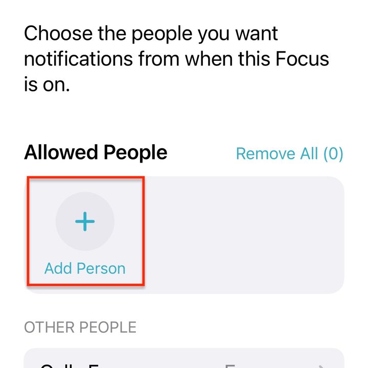 set up a new Focus mode allowed people.