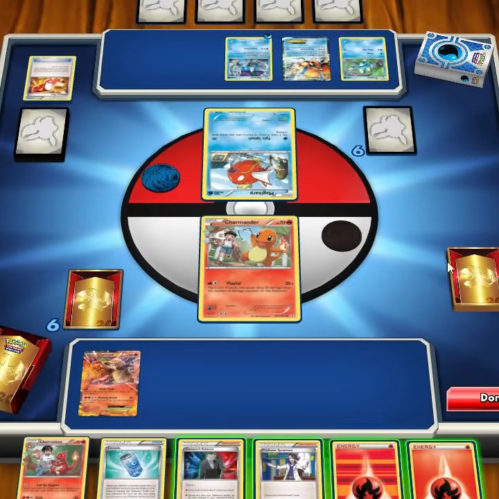 A duel of two pokemon card players.