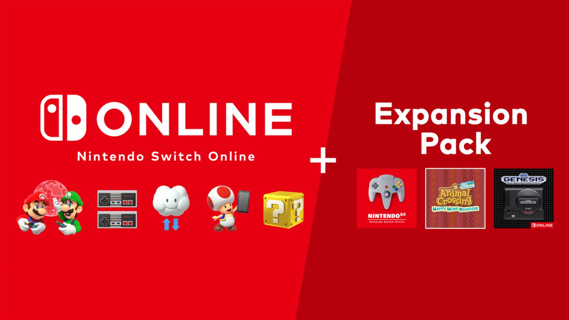 Logo and icons for Nintendo Switch Online + Expansion Pack.