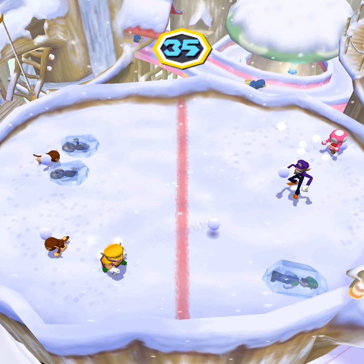 A Mario Party snowball fight.