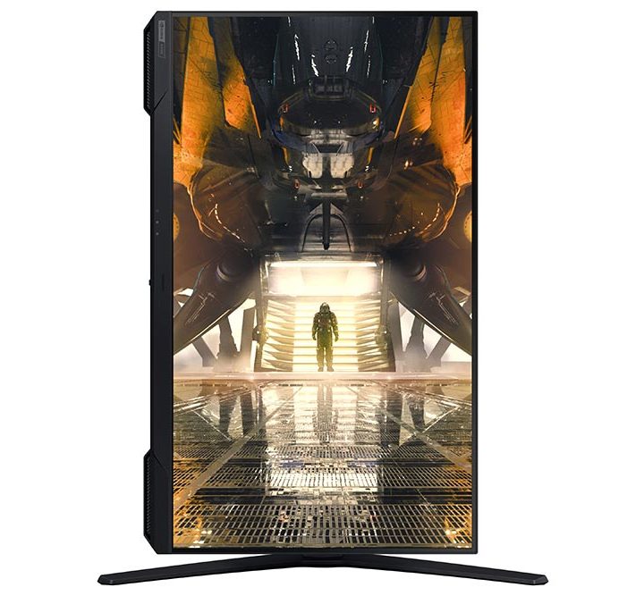 Samsung Odyssey G5 in 90-degree pivot mode.