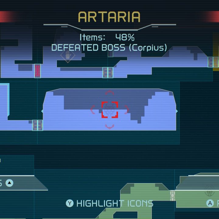 Map of Artaria in Metroid Dread.