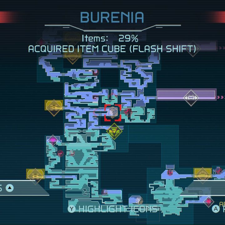 Map of Berenia in Metroid Dread.