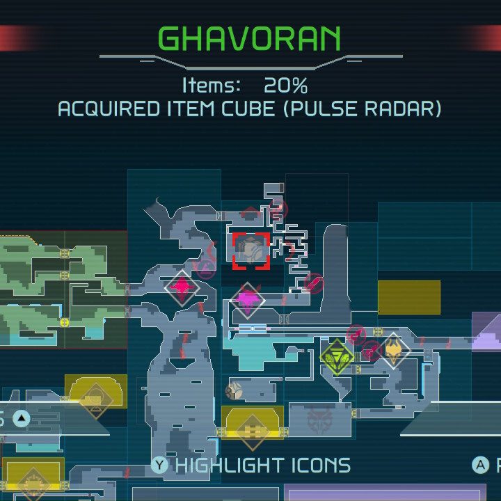 Map of Ghavoran in Metroid Dread.