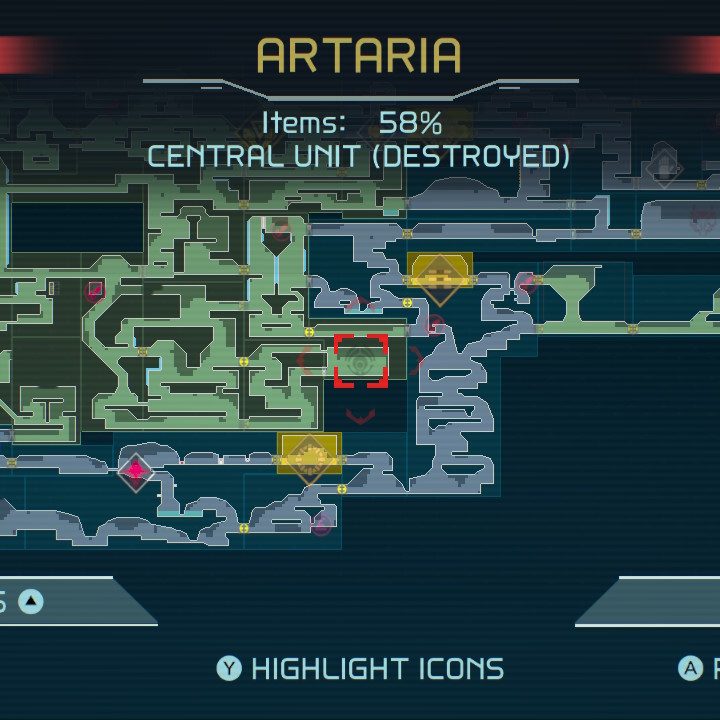 Map of Spider Magnet in Metroid Dread.