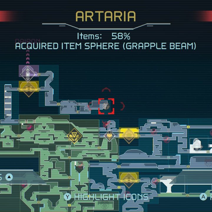 Map of Grapple Beam in Metroid Dread.