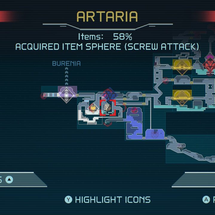 Map of Screw Attack in Metroid Dread.