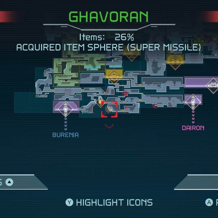 Map of Super Missile in Metroid Dread.