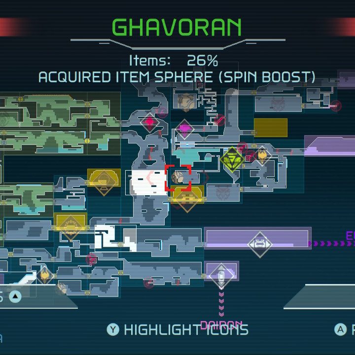 Map of Spin Boost in Metroid Dread.