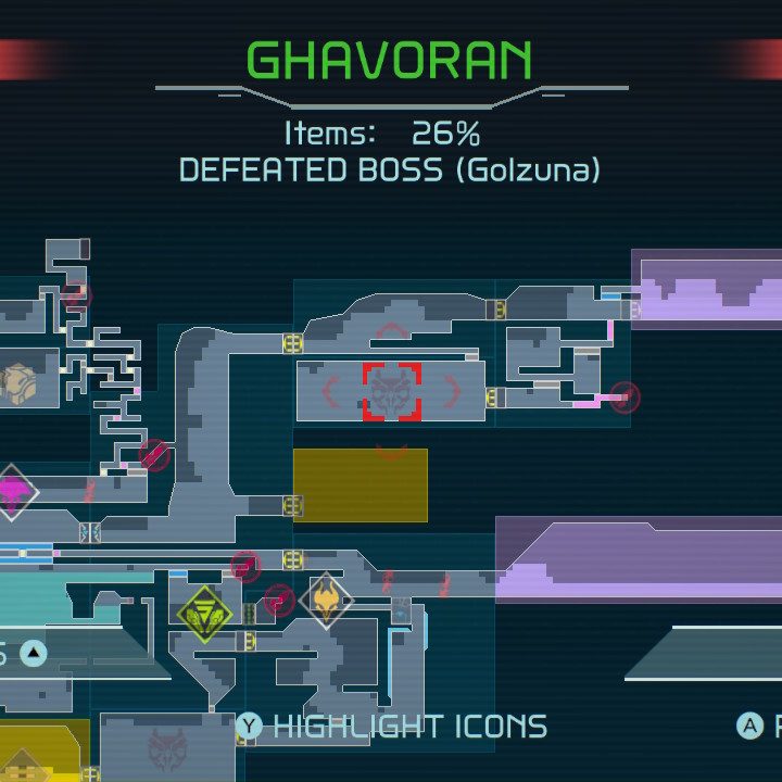 Map of Cross Bomb from Metroid Dread.