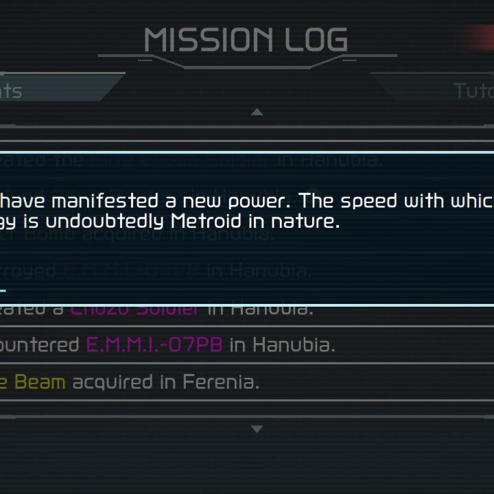 The Mission Log in Metroid Dread.