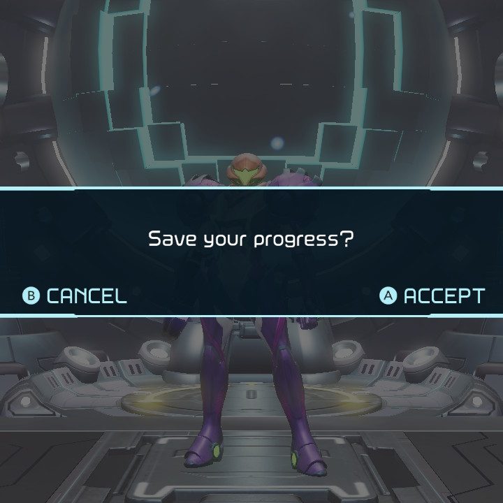 A save room in Metroid Dread.