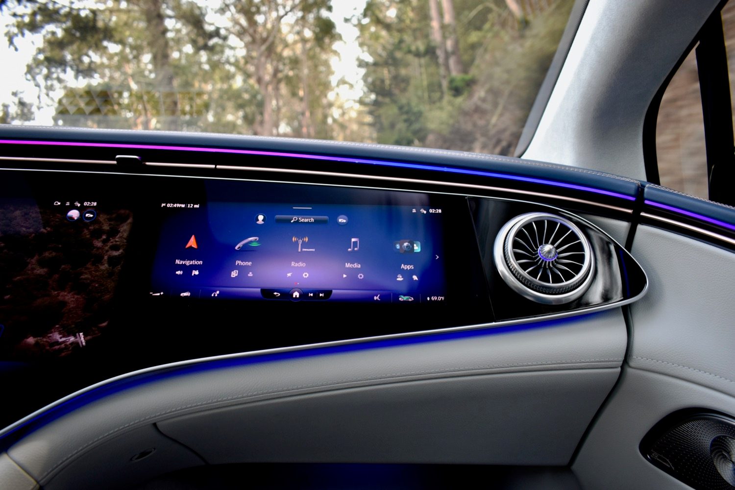 2022 Mercedes-Benz EQS passenger-side touchscreen.