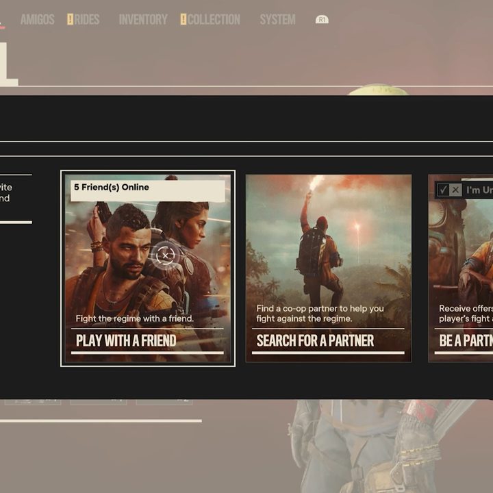 The co-op menu in Far Cry 6.
