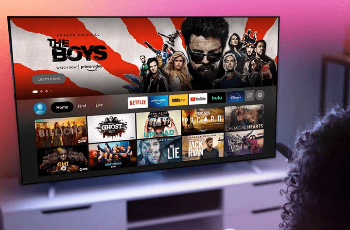 TV with Fire Tv on.