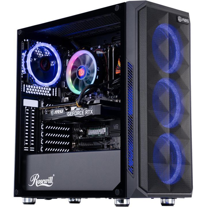 ABS Master gaming PC with RGB fans.